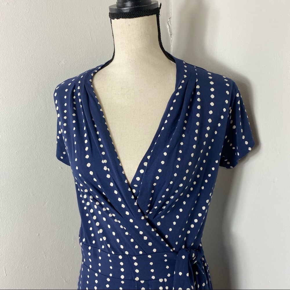 Ann Taylor Blue Polka Dot Wrap Dress - Picture 3 of 12